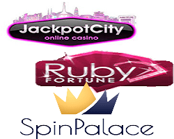 spin palace + ruby fortune + jackpot city